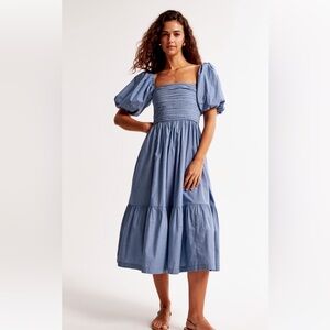 Abercrombie & Fitch Blue Puff Sleeve Dress